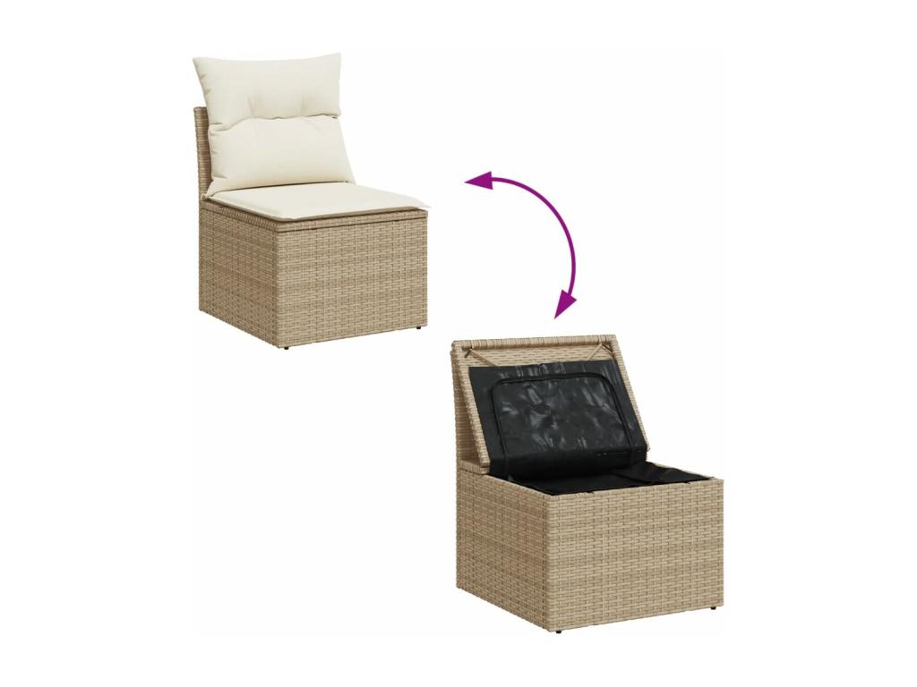Ensemble de mobilier de jardin en résine tressée beige - dlz1766568067105