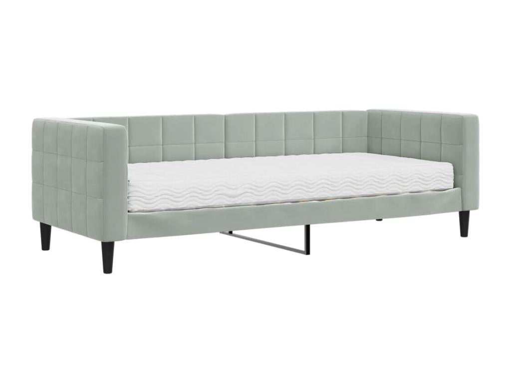 Matelas en velours gris, 80 x 200 cm