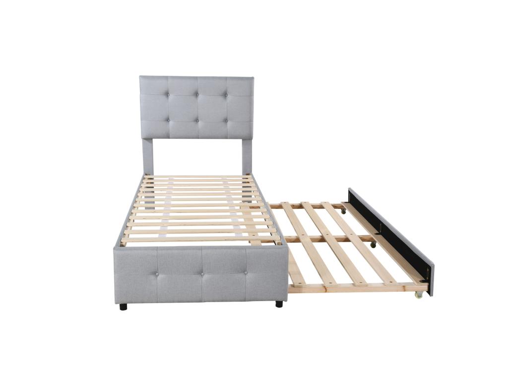 Lit en tissu gris, 90 x 190 cm