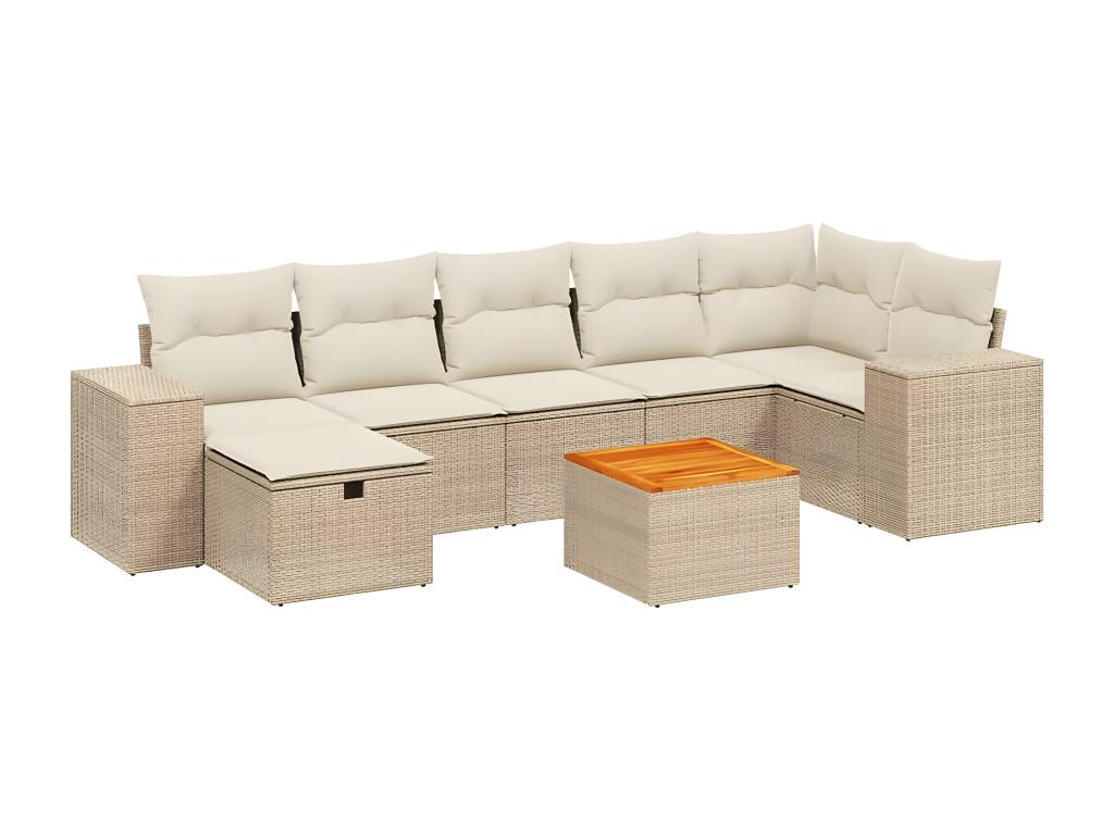 Ensemble de mobilier de jardin en résine tressée beige - dlz1766568429031