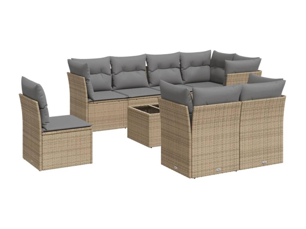 Ensemble de mobilier de jardin en résine tressée beige - dlz1766568444289