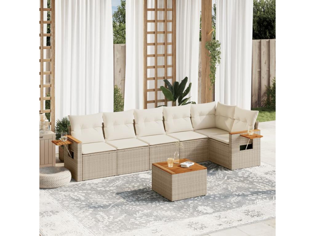 Ensemble de mobilier de jardin en résine tressée beige - dlz1766568270856