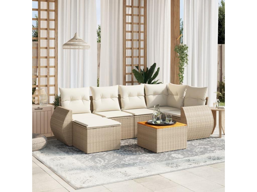 Ensemble de mobilier de jardin en résine tressée beige - dlz1766568289947