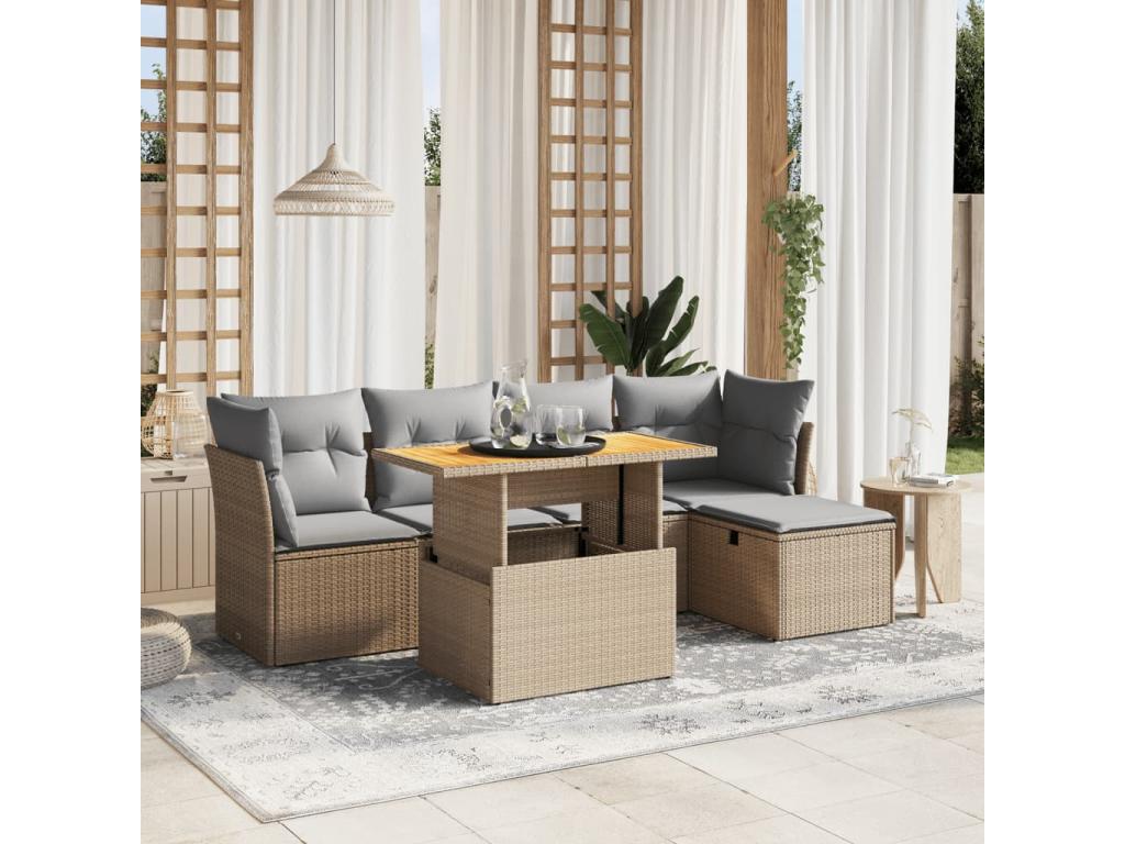 Ensemble de mobilier de jardin en résine tressée beige - dlz1766568229045