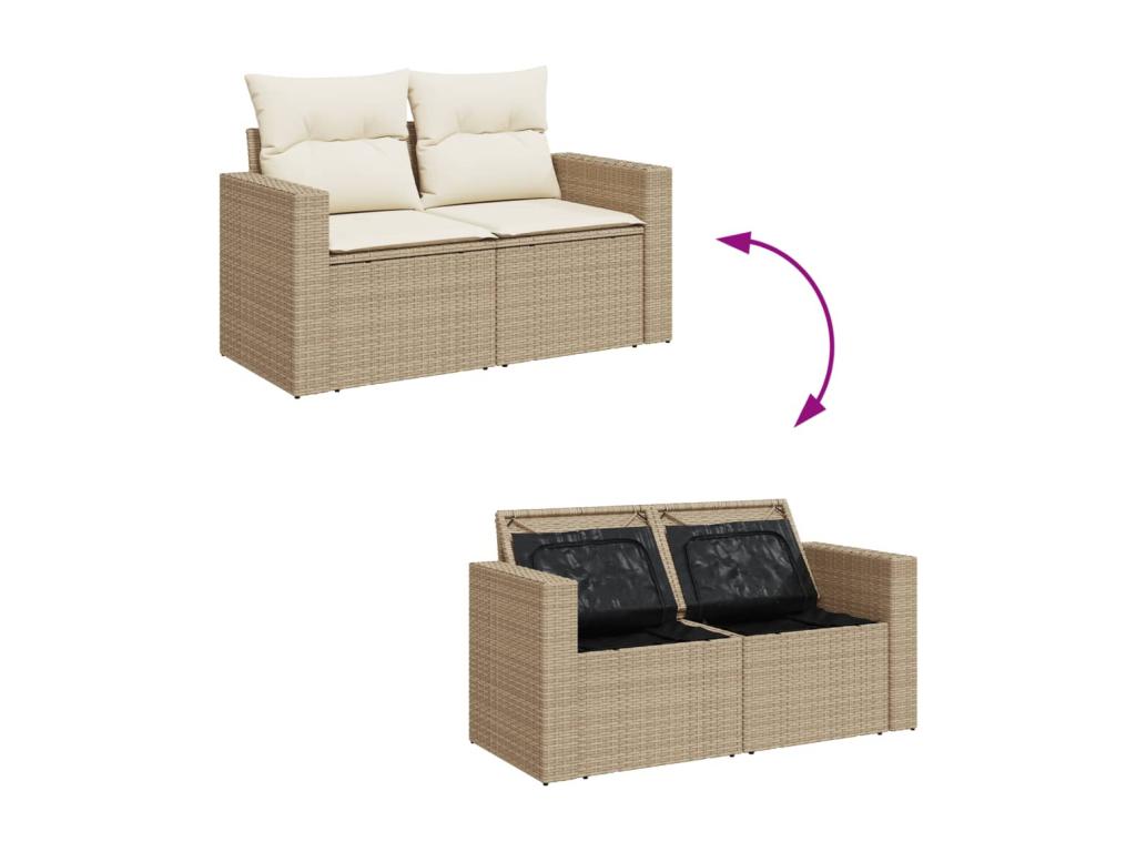 Ensemble de mobilier de jardin en résine tressée beige - dlz1766568067105