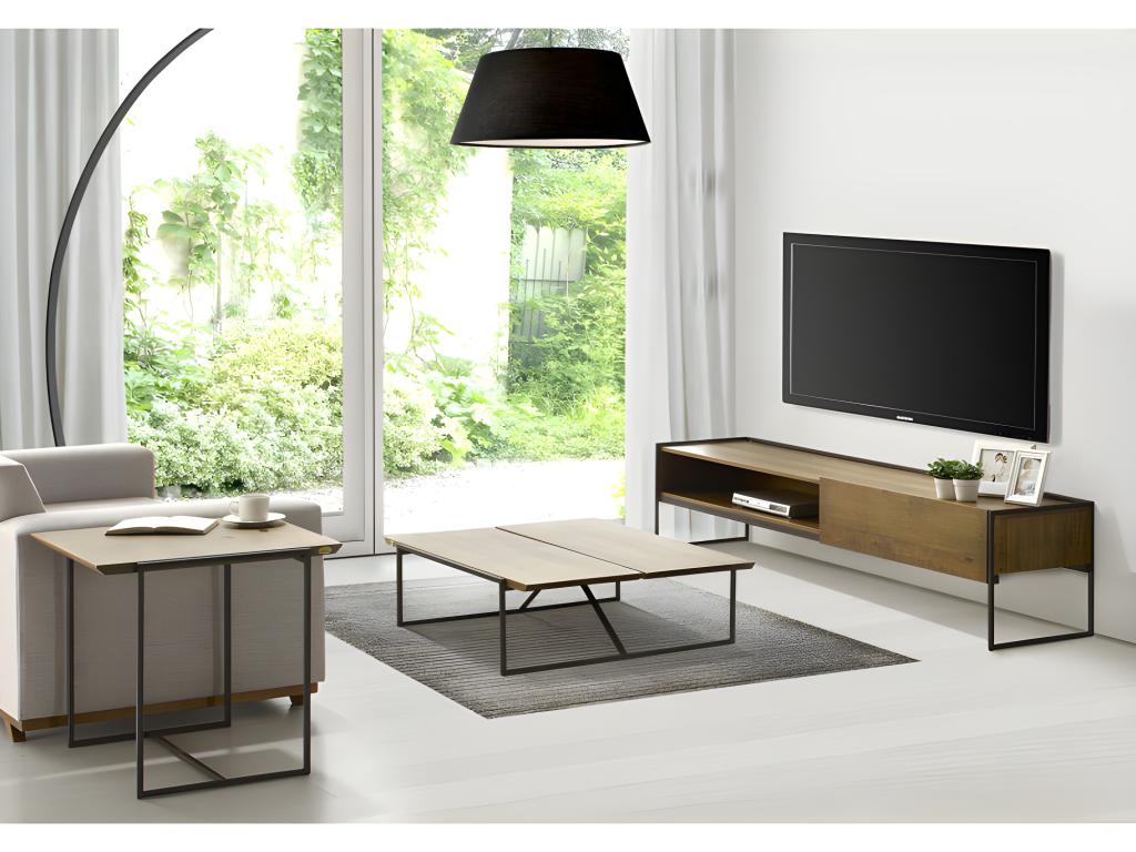 Meuble TV en pin brun