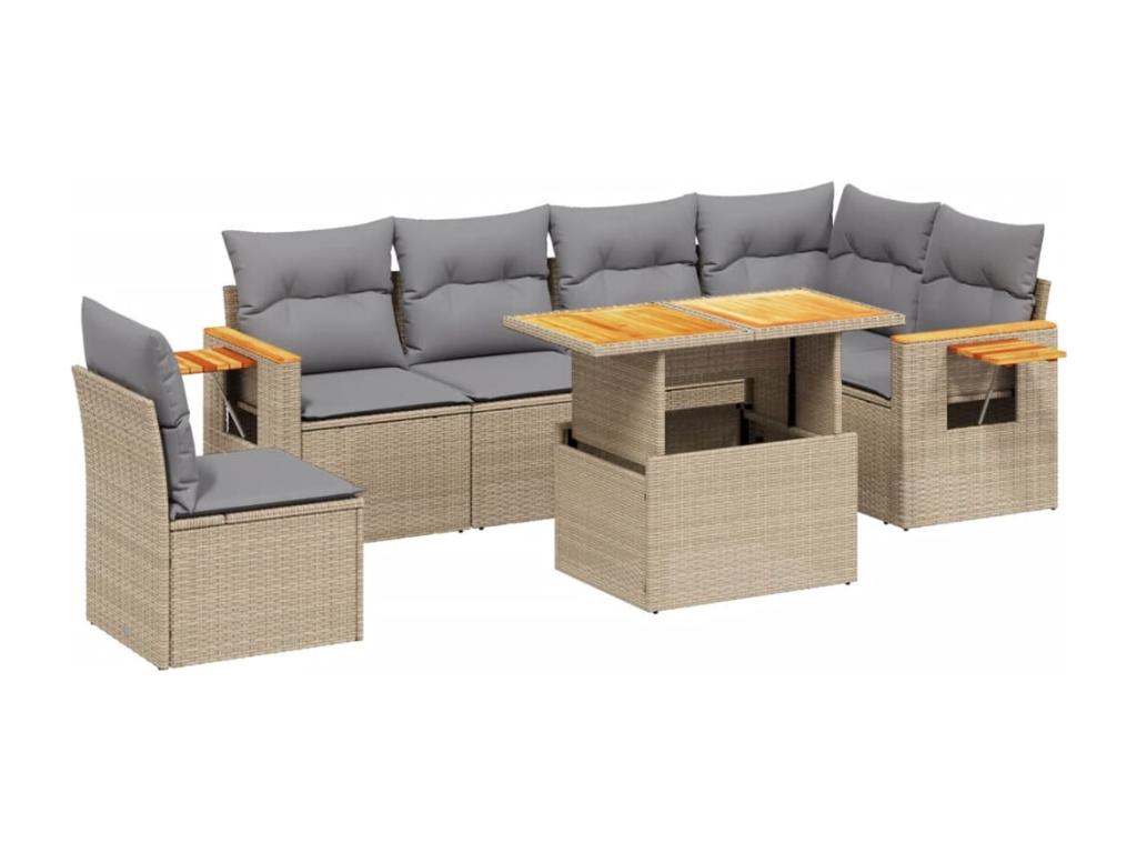 Ensemble de mobilier de jardin en résine tressée beige - dlz1766568646414