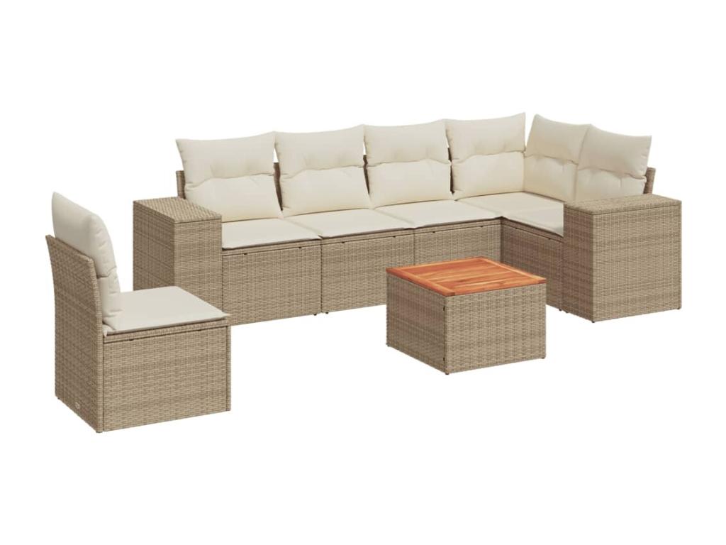 Ensemble de mobilier de jardin en résine tressée beige - dlz1766568630895
