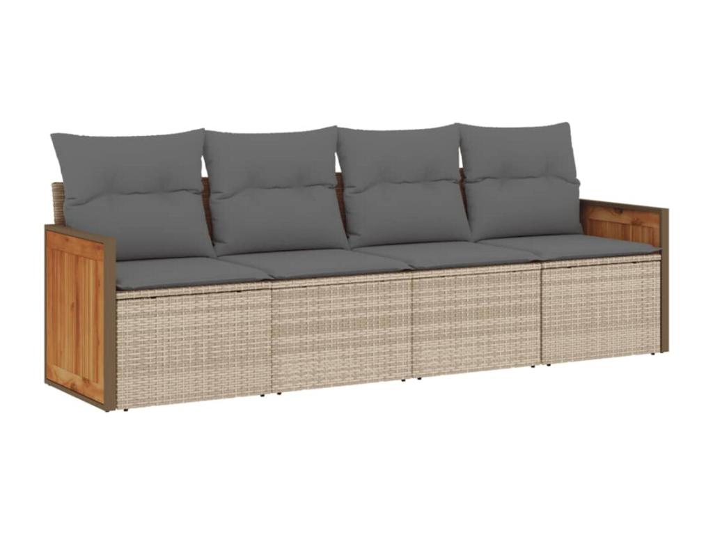 Ensemble de mobilier de jardin en résine tressée beige - dlz1766568342651