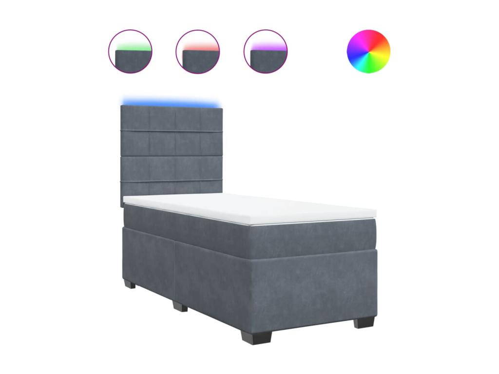 Matelas en velours gris, 90 x 190 cm - dlz1766568480776