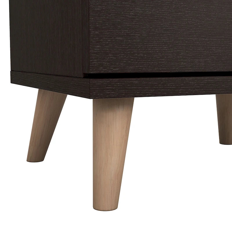 DH BASIC Mid-Century Modern Cappuccino 2-Drawer Nightstand by Denhour