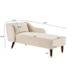 Chaise longue moderne avec revêtement en velours - 29,50 x 55,90 x 28,70