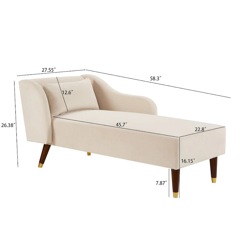 Chaise longue moderne avec revêtement en velours - 29,50 x 55,90 x 28,70