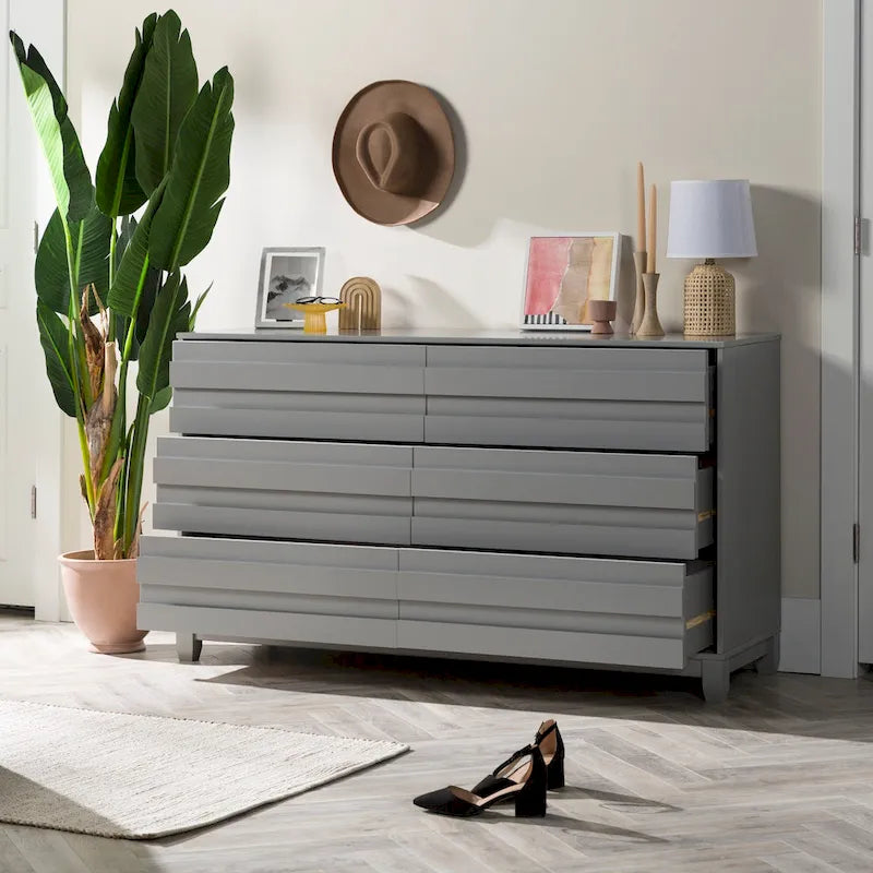 Commode contemporaine Middlebrook en bois massif à 6 tiroirs
