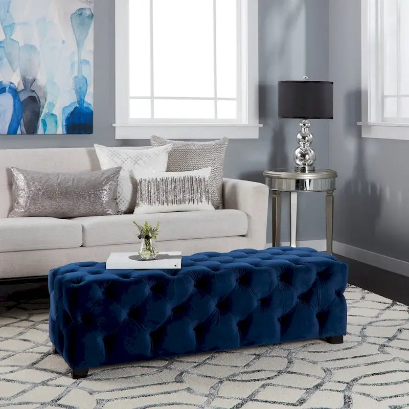 Banc ottoman capitonné en velours Piper Glam de Christopher Knight Home