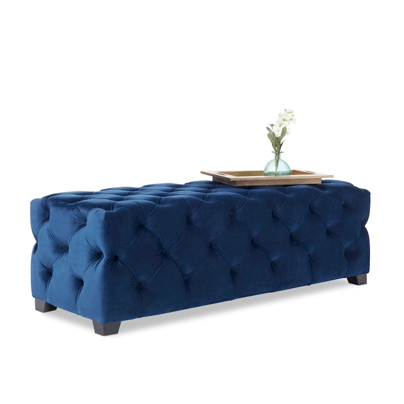Banc ottoman capitonné en velours Piper Glam de Christopher Knight Home