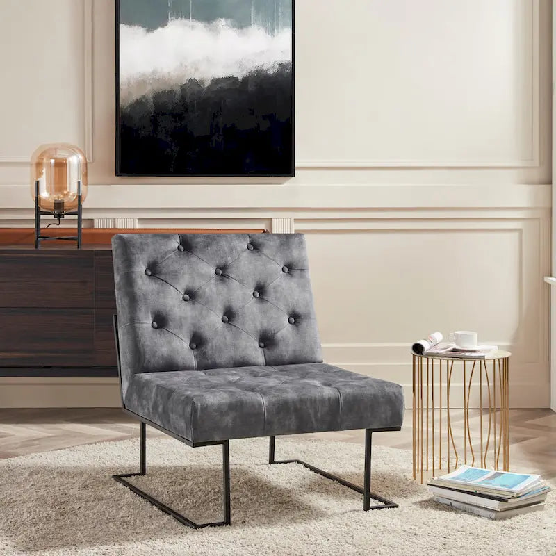 Fauteuil lounge Corvus Savannah capitonné en velours