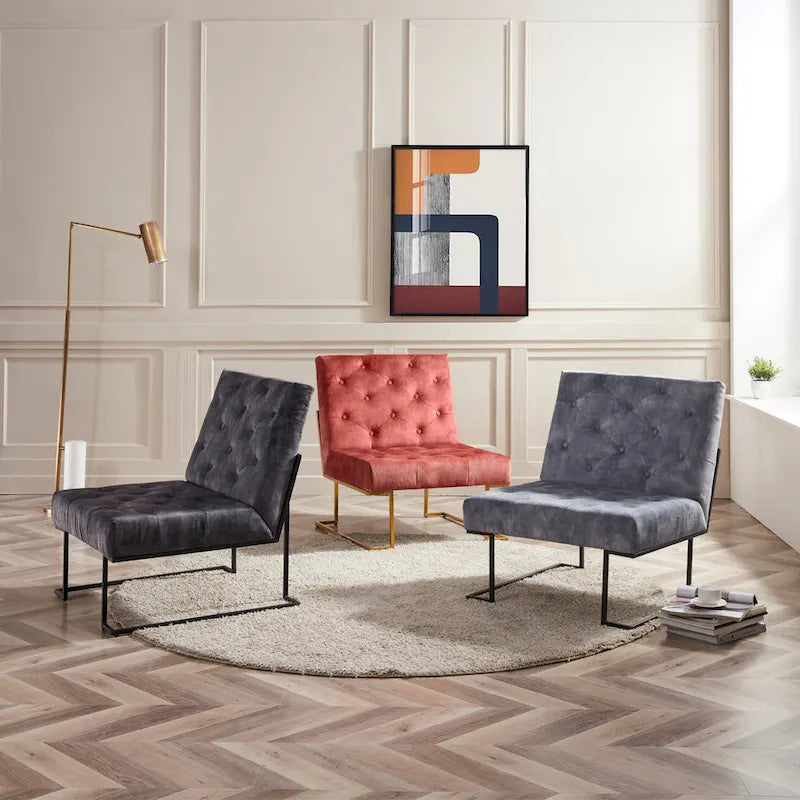 Fauteuil lounge Corvus Savannah capitonné en velours