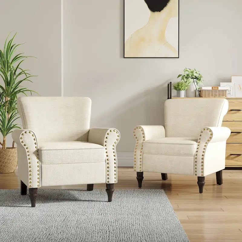 Fauteuil de salon avec garniture cloutée - 76 cm L x 76 cm H x 83,5 cm P