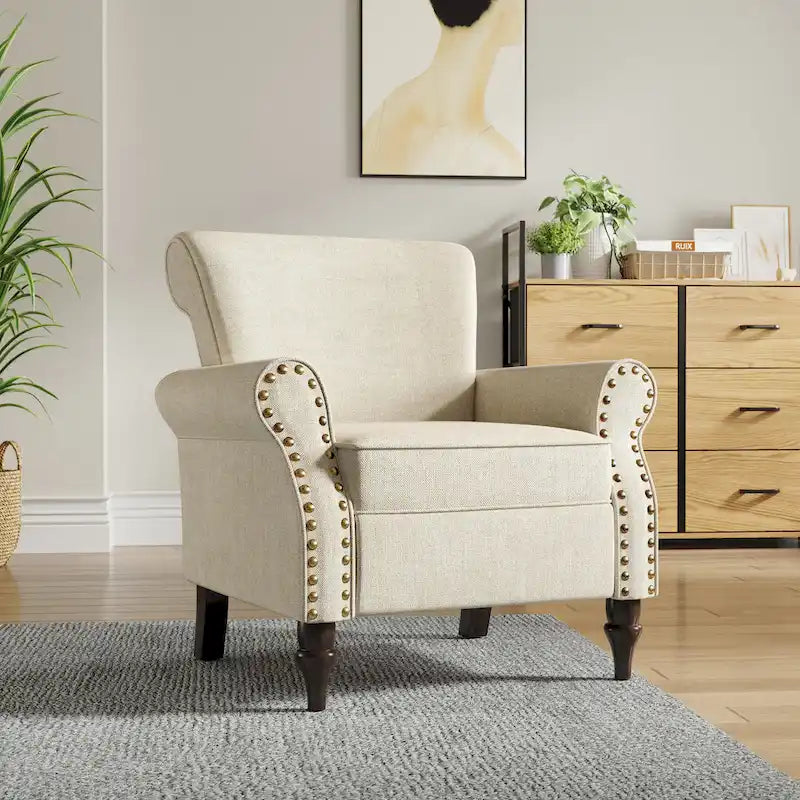 Fauteuil de salon avec garniture cloutée - 76 cm L x 76 cm H x 83,5 cm P