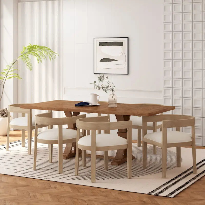 Ensemble de salle à manger 7 pièces Hudson en tissu et bois par Christopher Knight Home