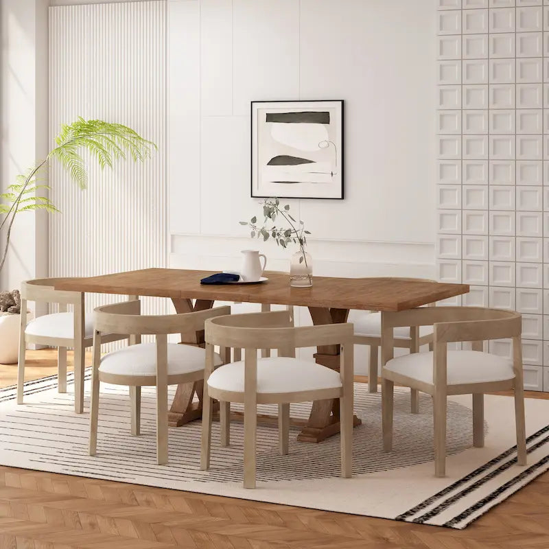 Ensemble de salle à manger 7 pièces Hudson en tissu et bois par Christopher Knight Home