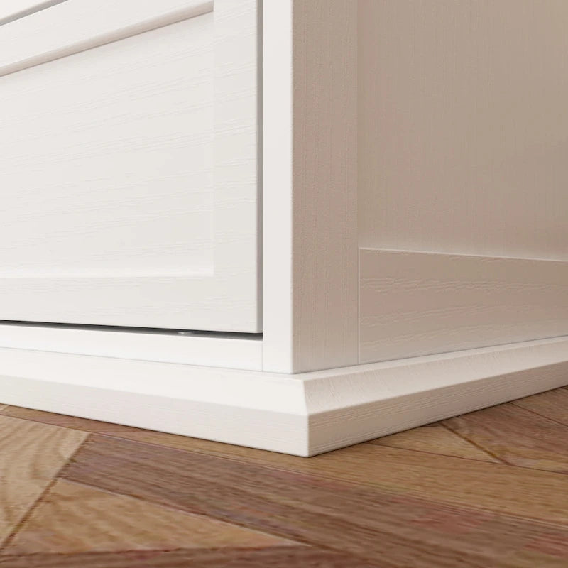 Commode élégante marron et blanche avec un grand espace de rangement et table d'appoint