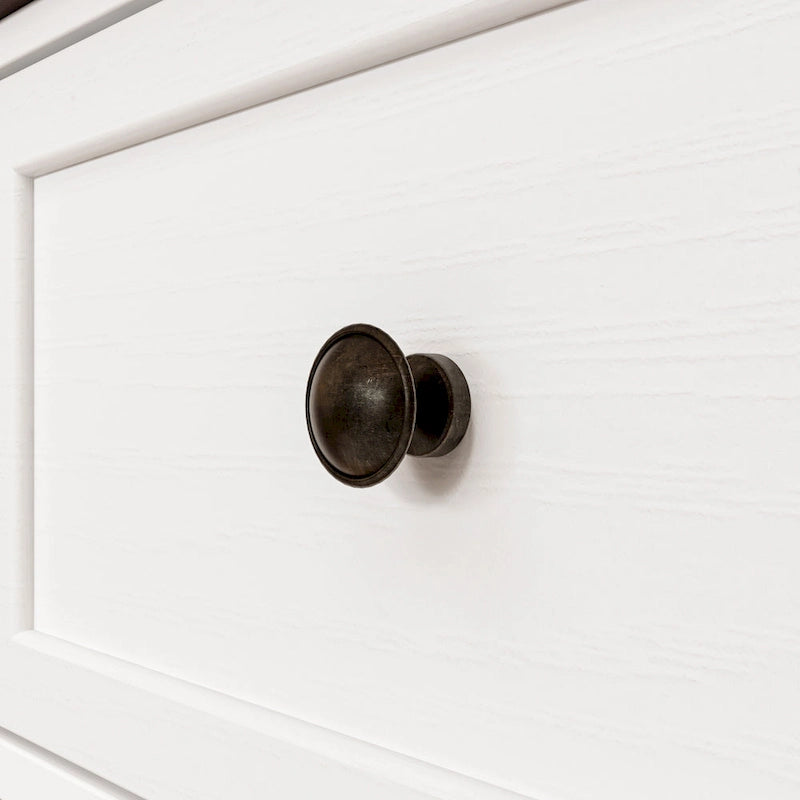 Commode élégante marron et blanche avec un grand espace de rangement et table d'appoint