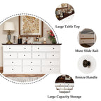 Commode élégante marron et blanche avec un grand espace de rangement et table d'appoint