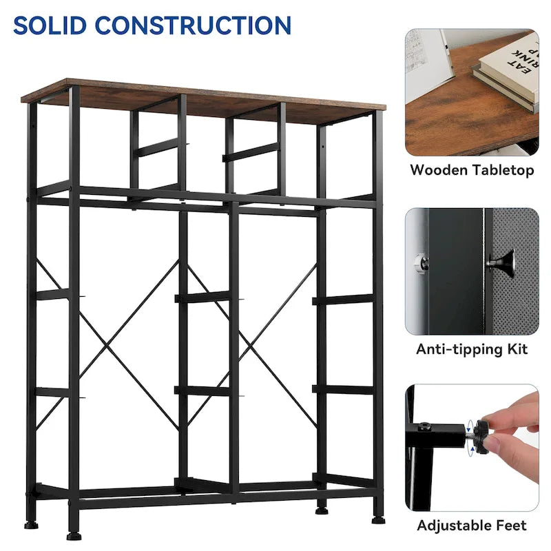 Commode Moasis rustique en bois avec structure en métal et plateau en bois