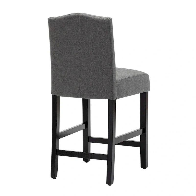 Tabourets de bar de hauteur comptoir avec dossier, revêtement en tissu de 61 cm (24 pouces), garniture cloutée, ensemble de 2