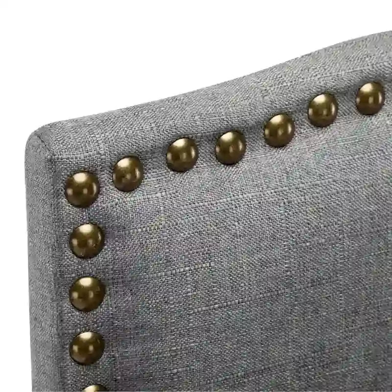 Tabourets de bar de hauteur comptoir avec dossier, revêtement en tissu de 61 cm (24 pouces), garniture cloutée, ensemble de 2