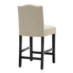 Tabourets de bar de hauteur comptoir avec dossier, revêtement en tissu de 61 cm (24 pouces), garniture cloutée, ensemble de 2