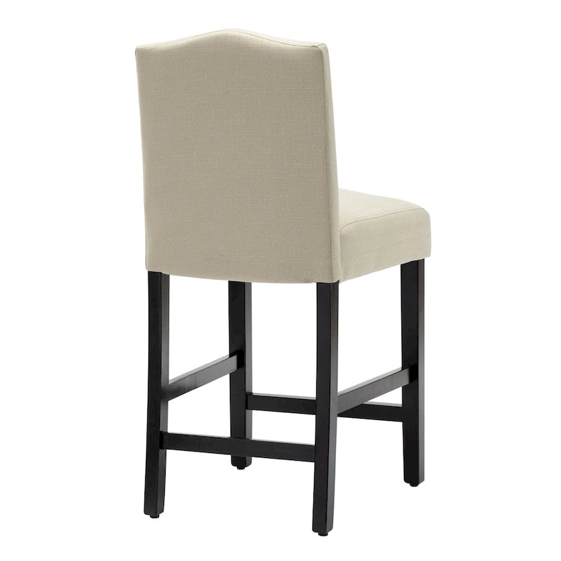 Tabourets de bar de hauteur comptoir avec dossier, revêtement en tissu de 61 cm (24 pouces), garniture cloutée, ensemble de 2