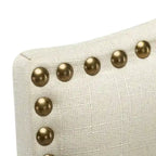 Tabourets de bar de hauteur comptoir avec dossier, revêtement en tissu de 61 cm (24 pouces), garniture cloutée, ensemble de 2