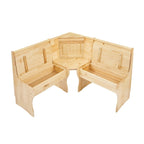 Ensemble table et banc de petit-déjeuner 3 pièces en bois massif de style traditionnel MUSEHOMEINC, avec rangement dissimulé.