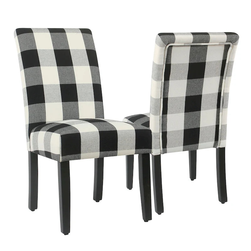 Chaises de salle à manger HomePop Parsons à carreaux noirs (lot de 2)