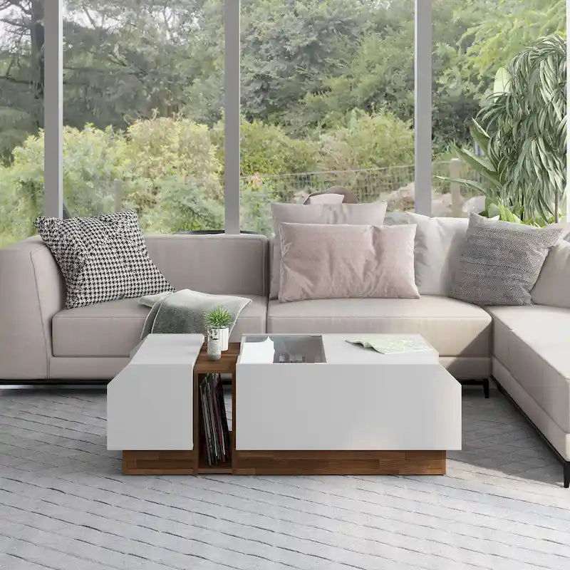 Table basse contemporaine blanche Podd à 3 étagères de 49 pouces par Furniture of America