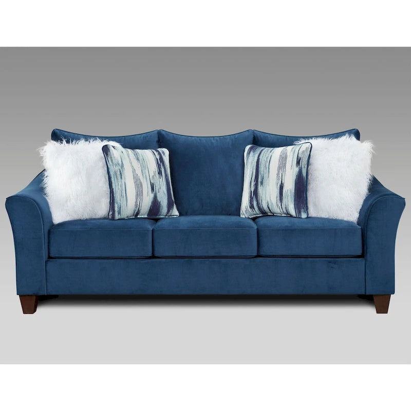 Ensemble de canapés 4 pièces Roundhill Furniture Camero en tissu bleu marine avec dossier coussin