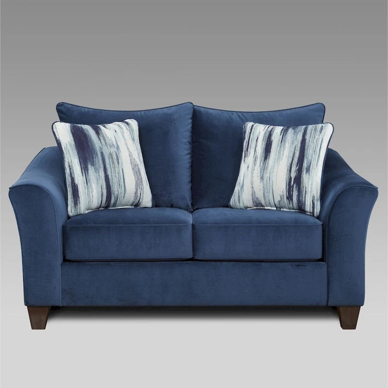 Ensemble de canapés 4 pièces Roundhill Furniture Camero en tissu bleu marine avec dossier coussin