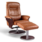 Artiva USA 'Milano' Modern Brown Leather Swivel Recliner and Ottoman