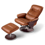 Fauteuil inclinable pivotant et repose-pieds Artiva USA « Milano » en cuir marron moderne