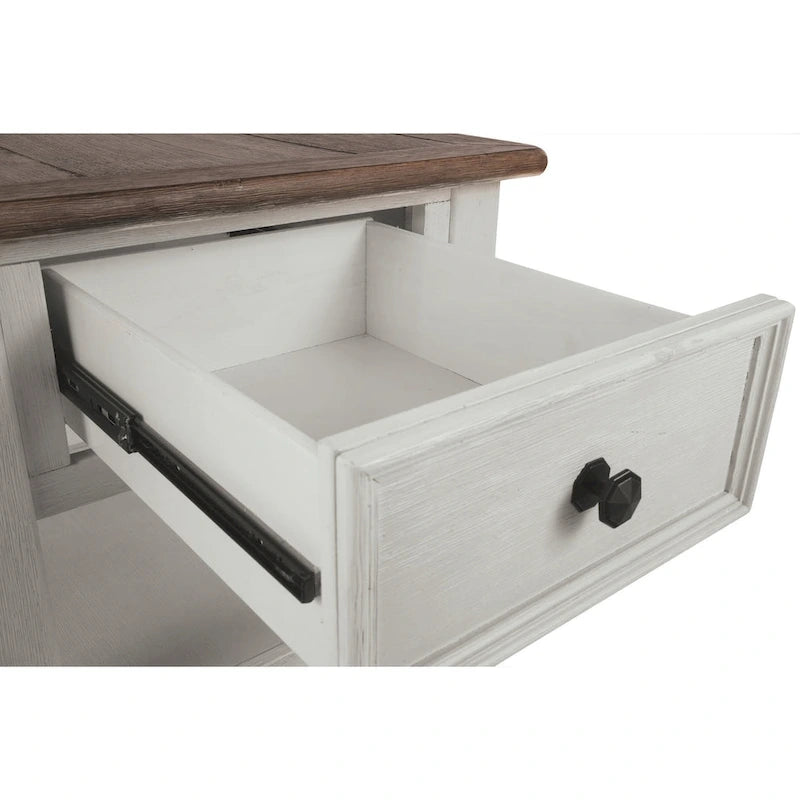 Table d'appoint décontractée Bolanburg blanc antique/marron