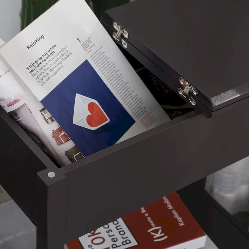 Table d'appoint HOMCOM avec plateau rabattable, placard et étagère inférieure, meuble de rangement décoratif pour chambre à coucher