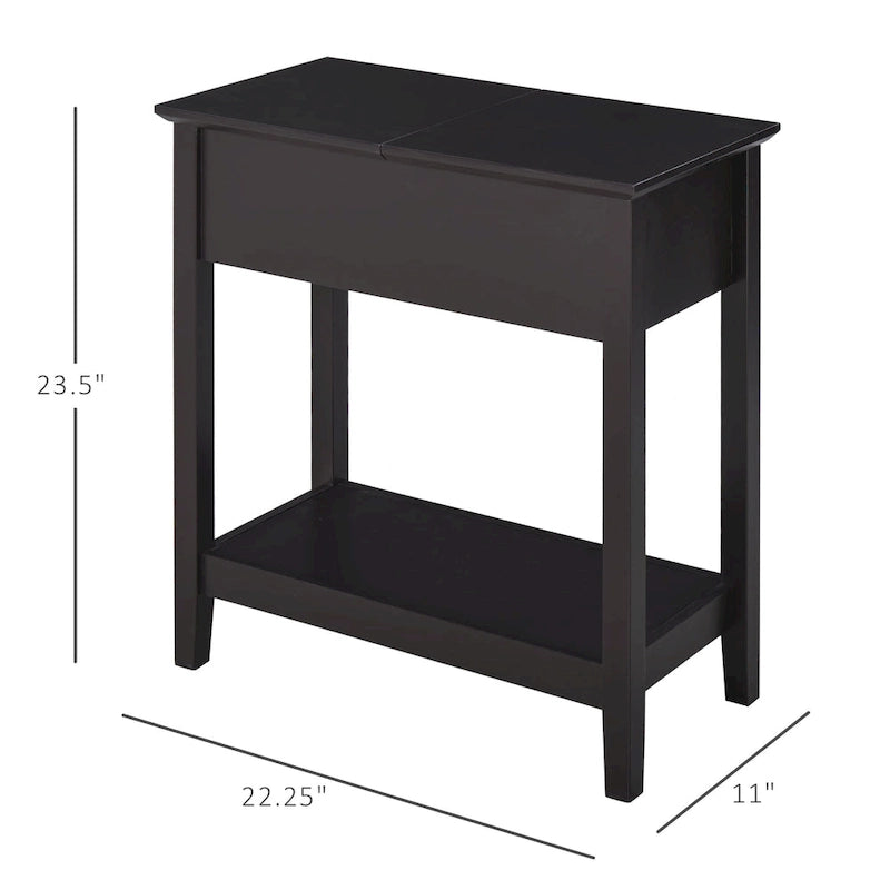 Table d'appoint HOMCOM avec plateau rabattable, placard et étagère inférieure, meuble de rangement décoratif pour chambre à coucher