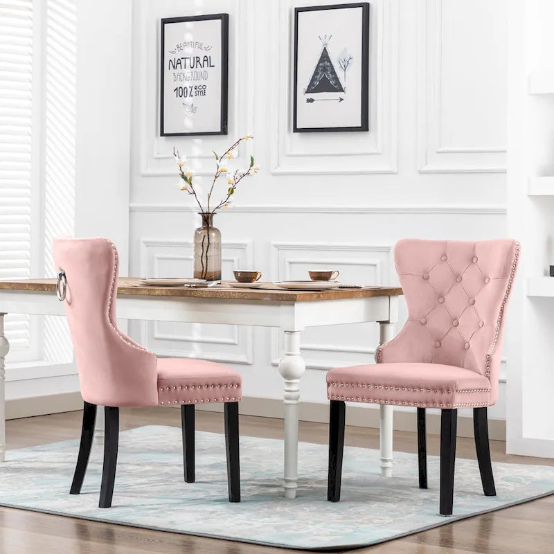 Grandview Tufted Upholstered Dining Chair (Set of 2) with Nailhead Trim and Ring Pull