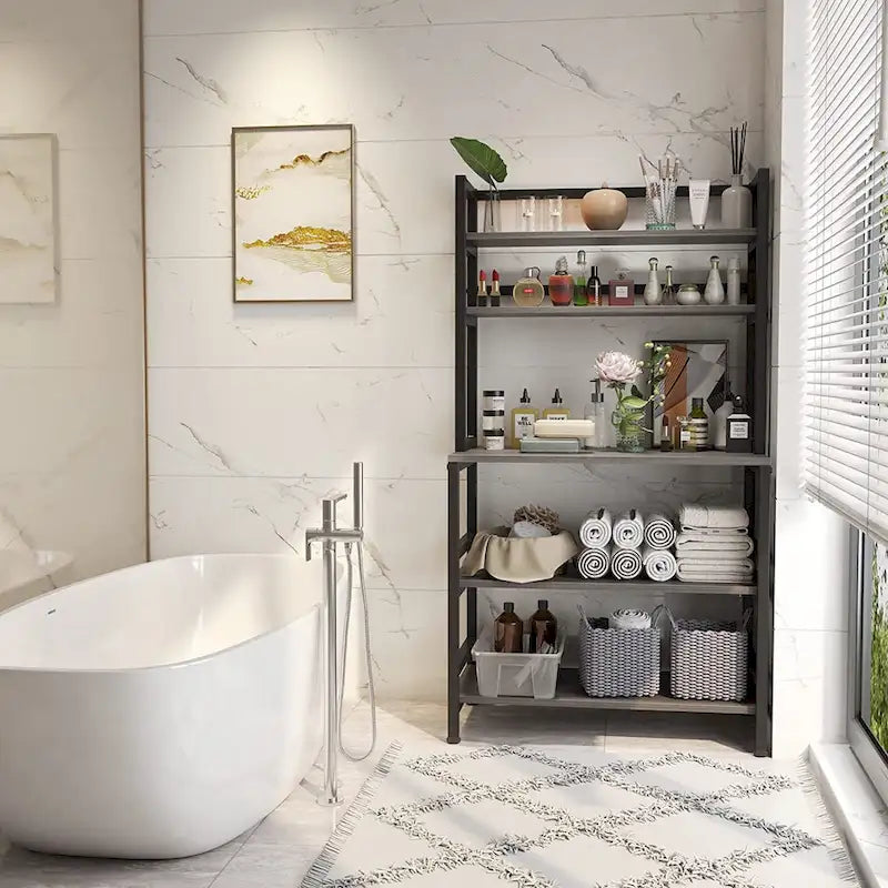 Étagère de boulanger à 5 niveaux avec rangement, support de cuisine pour micro-ondes, chariot