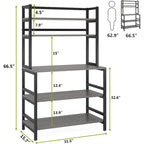 Étagère de boulanger à 5 niveaux avec rangement, support de cuisine pour micro-ondes, chariot
