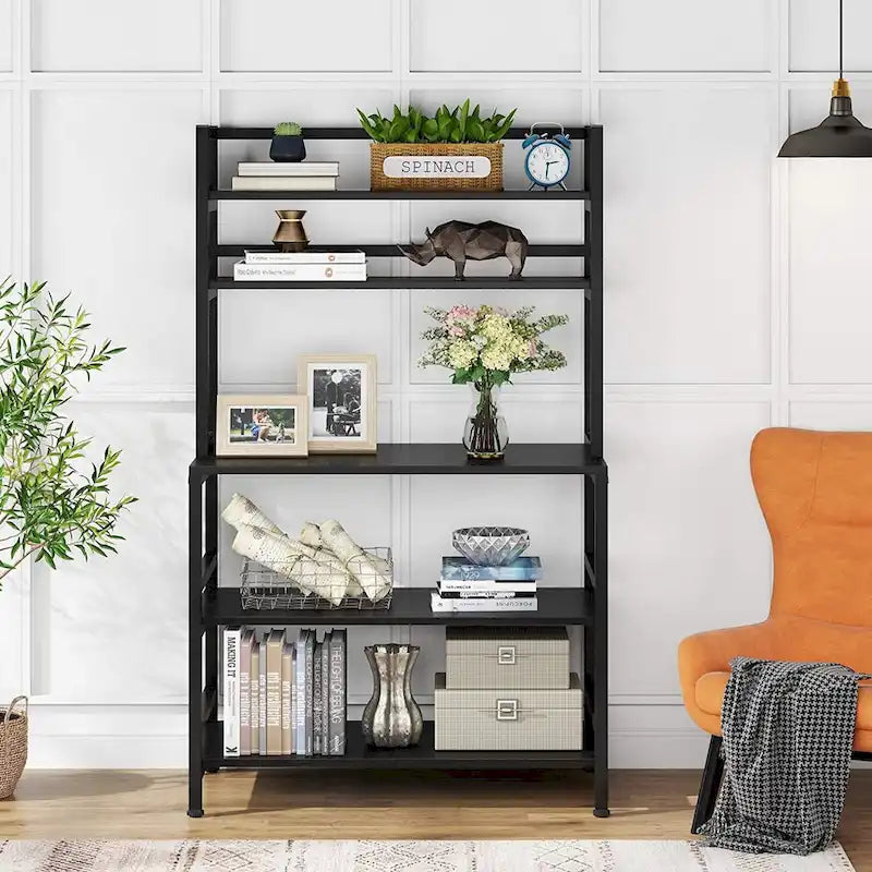 Étagère de boulanger à 5 niveaux avec rangement, support de cuisine pour micro-ondes, chariot