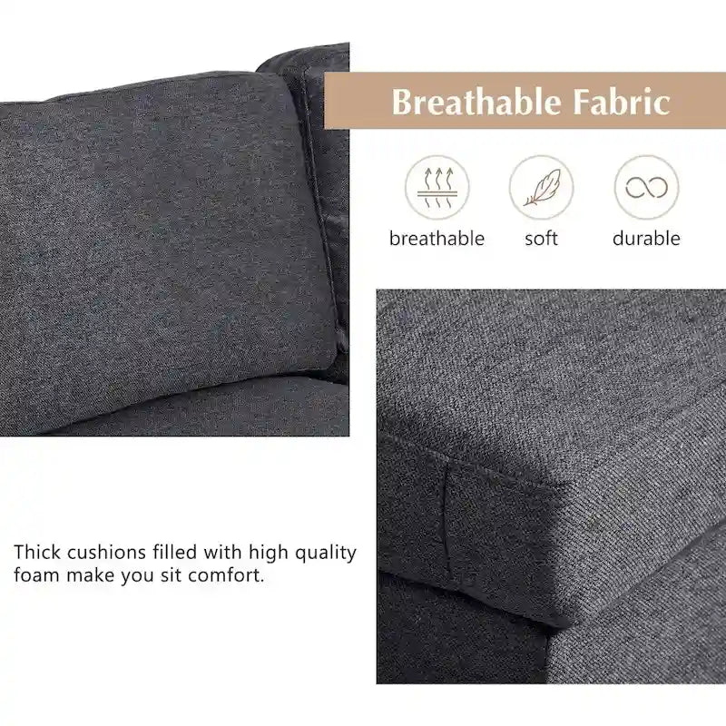 Canapé d'angle en forme de U, méridienne double extra large